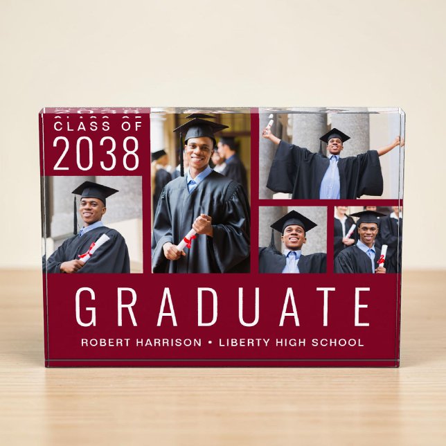 Bloc Photo Diplôme Moderne Bourgogne (Modern Burgundy Graduation Photo Block)
