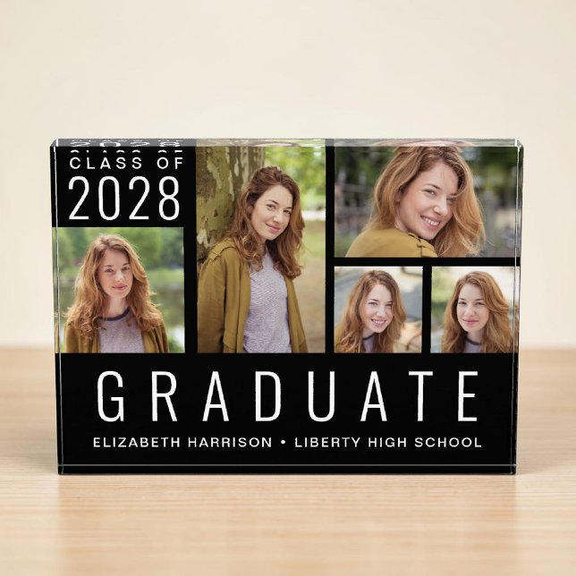 Bloc Photo Diplômé Moderne Noir (Modern Graduation Photo Collage Block)