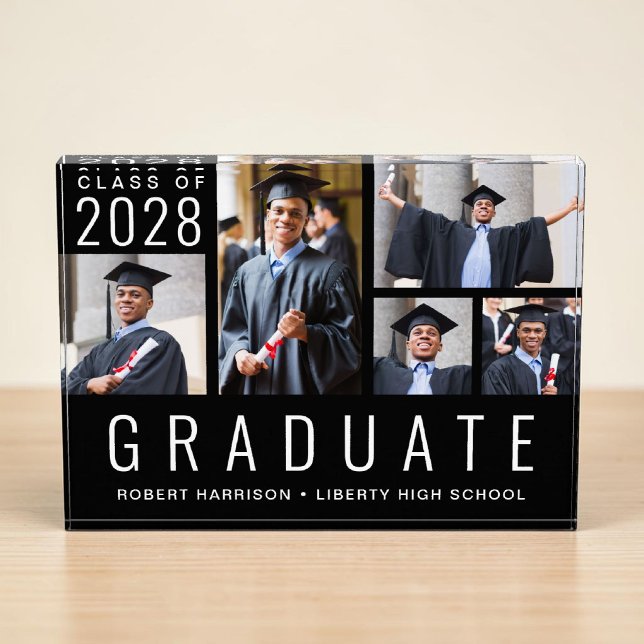 Bloc Photo Diplômé Moderne Noir (Modern Graduation Black Photo Block)