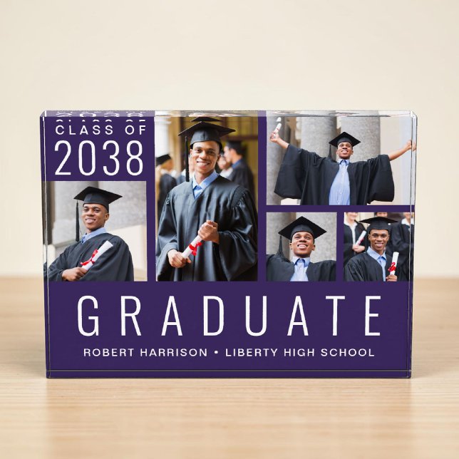 Bloc Photo Diplôme Moderne Violet (Modern Purple Graduation Photo Block)