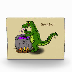 Bloc Photo Drôle alligator vert cuisine dessin animé