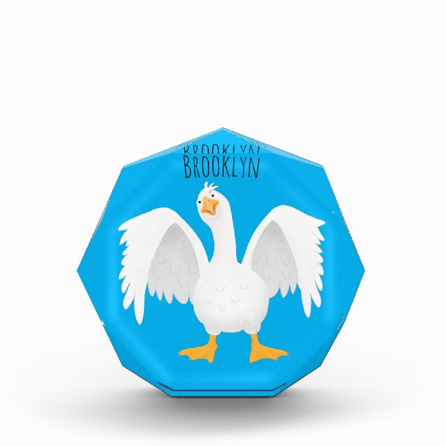 Bloc Photo Drôle curieuse dessin animé d'oie domestique (Devant)