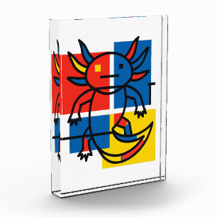 Bloc Photo Drôle de motif d'art abstrait Axolotl Piet Mondria