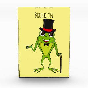 Bloc Photo Drôle grenouille avec chapeau dessus dessin animé