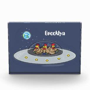 Bloc Photo Drôle poule dans l'espace dessin animé