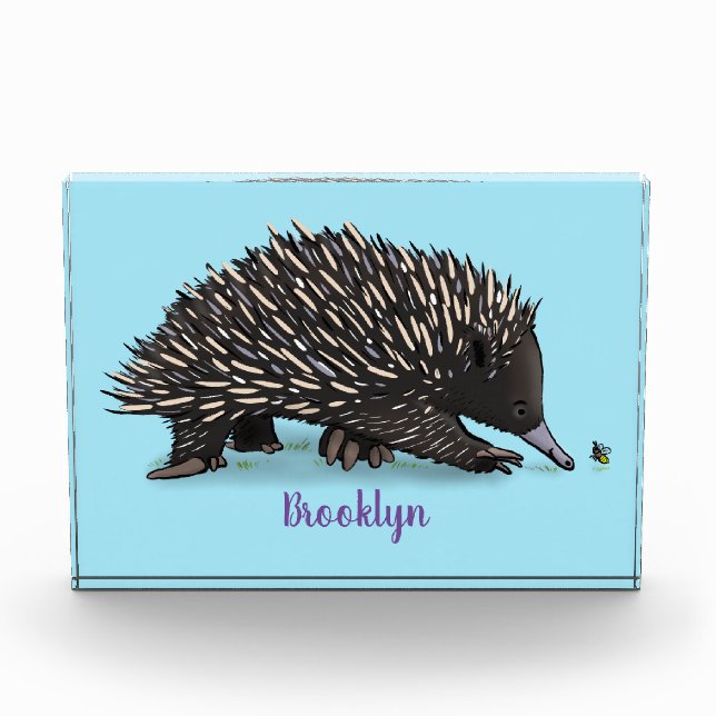 Bloc Photo Echidna mignonne avec dessin animé d'abeille (Devant)