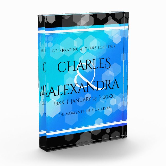 Bloc Photo Élégant 41ème anniversaire Mariage de Topaz Bleu (Gauche)