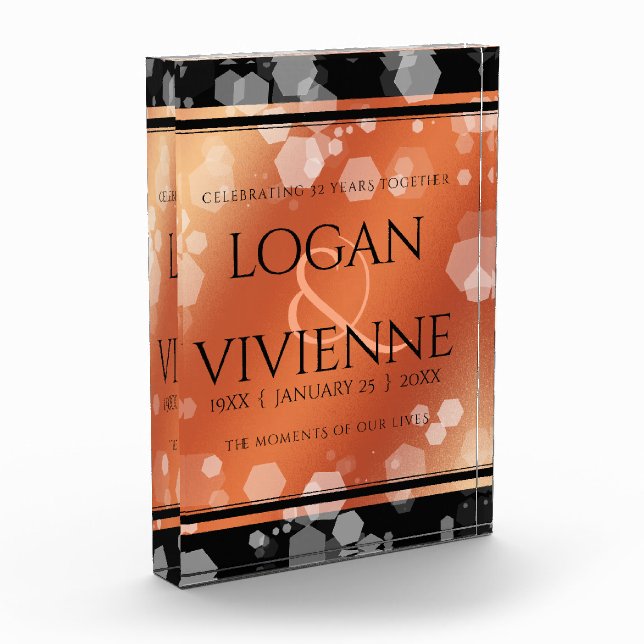 Bloc Photo Élégant 8ème 32ème anniversaire de Mariage de bron (Gauche)