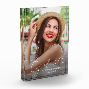 Bloc Photo Élégant blanc Script Graduation moderne