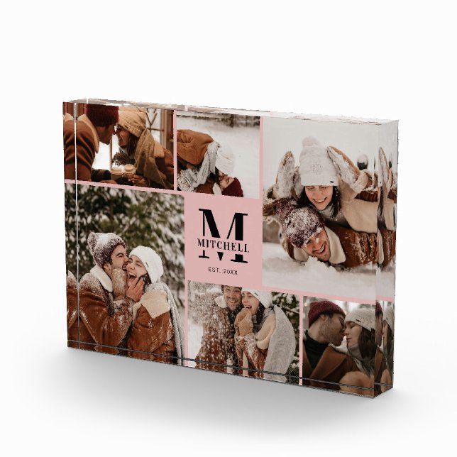 Bloc Photo Élégant Blush Pink Famille Photo Collage Garde (Droite)