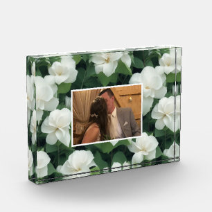 Bloc Photo Élégant classique vert botanique blanc floral