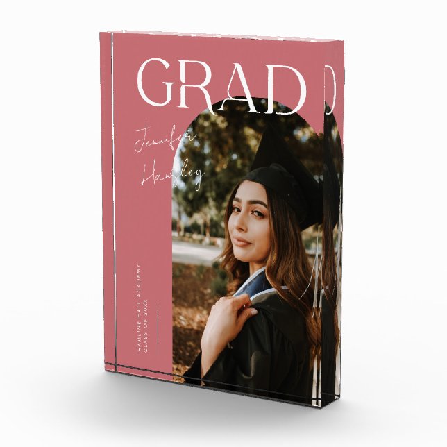 Bloc Photo Elegant Graduation Name and School Pink (Droite)