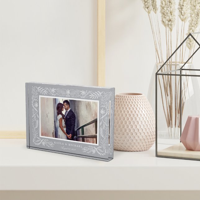 Bloc Photo Elegant Grey Botanical Frame | Wedding (Créateur téléchargé)