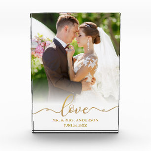 Bloc Photo Elegant Love Gold Script Mr et Mrs Mariage