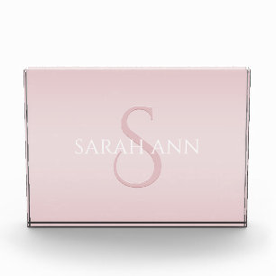 Bloc Photo Élégant Monogramme rose moderne