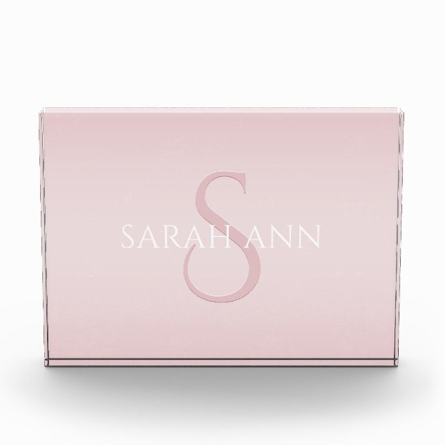 Bloc Photo Élégant Monogramme rose moderne (Devant)
