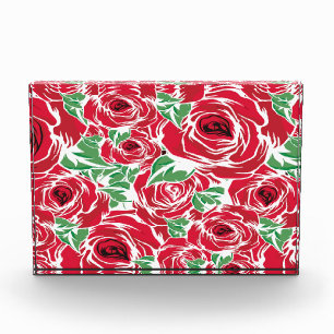 Bloc Photo Elégant Motif Rose Vintage - Rouge & Vert Floral