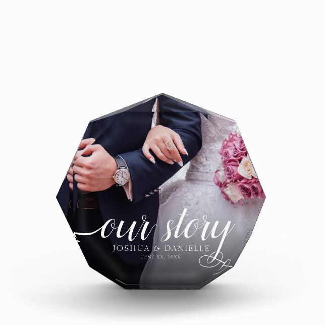 Bloc Photo Elegant Notre Histoire Mariage photo manuscrit (Devant)
