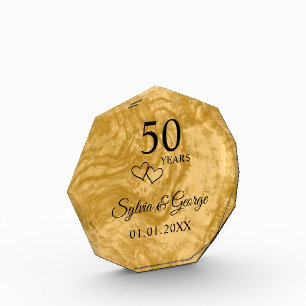 Bloc Photo Élégant Personnalisé Golden 50th Anniversary Keeps