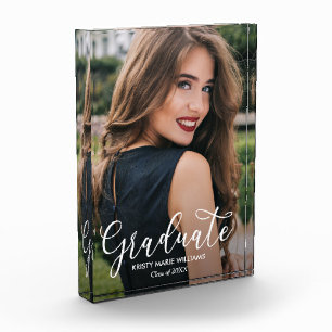 Bloc Photo Élégant Script Graduation Moderne
