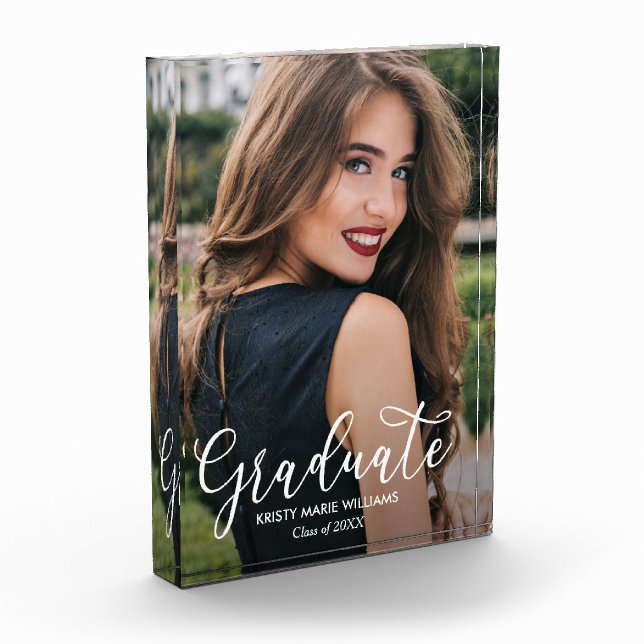 Bloc Photo Élégant Script Graduation Moderne (Gauche)