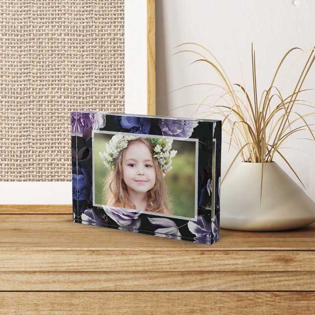 Bloc Photo Élégant violet foncé floral (Créateur téléchargé)