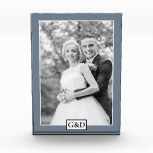 Bloc Photo Elégante bordure en ardoise gris et mariage des in
