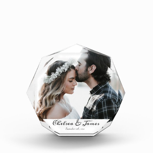 Bloc Photo Élégante calligraphie Photo Nouveaux mariés Couple (Devant)