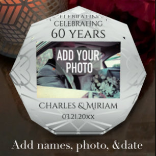 Bloc Photo Élégante photo personnalisée 60e anniversaire Mari