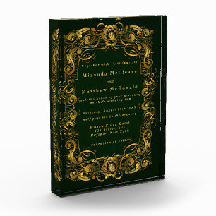 Bloc Photo Emerald Gold Ornament Keepsaké Mariage Invitation