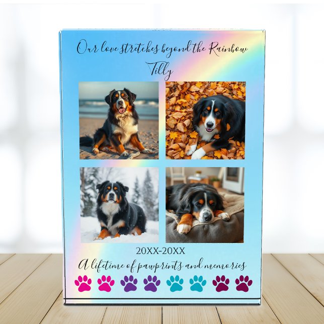 Bloc Photo Empreintes de pattes et souvenirs - mémorial perso (Paw Prints & Memories-Custom Rainbow Dog Memorial Photo Block )