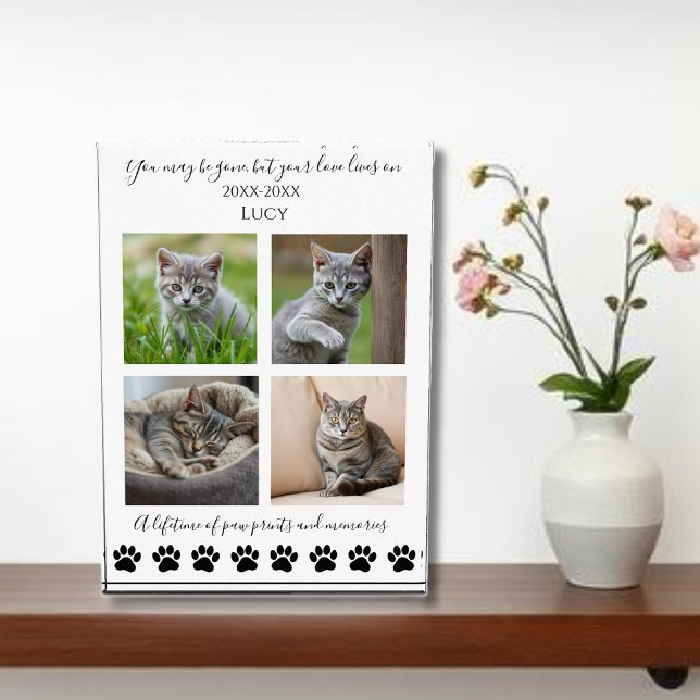 Bloc Photo Empreintes de pattes & Souvenirs - Personnalisé Pe (Paw prints & Memories-Custom Pet-Cat Photo Block vertical)