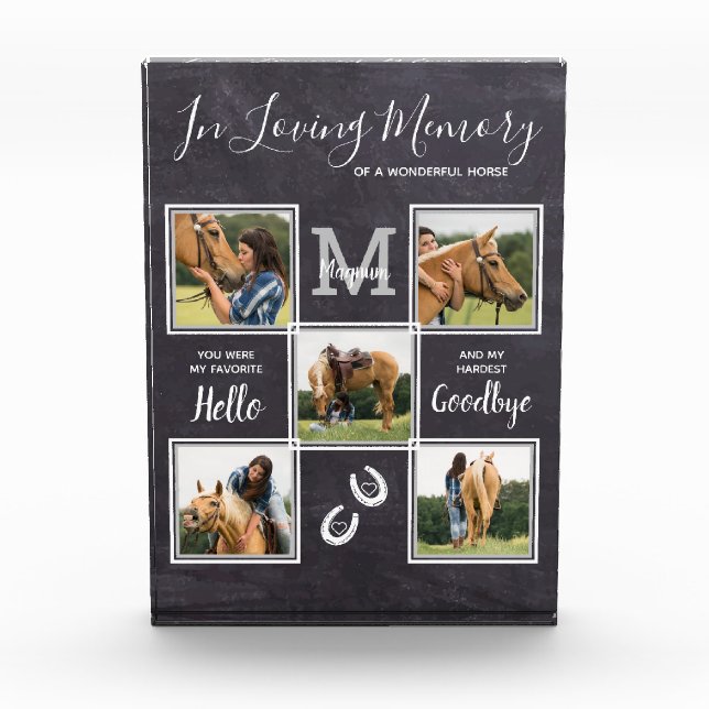 Bloc Photo En Mémoire d'amour Personnalisé Pet Horse Memorial (Devant)