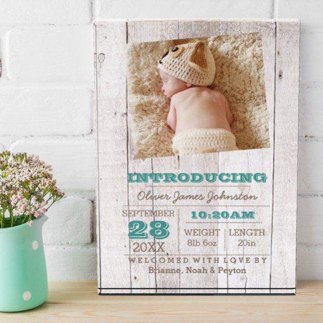 Bloc Photo Faire-part de naissance bleu blanc (Créateur téléchargé)