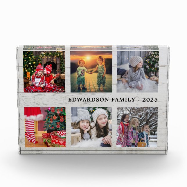 Bloc Photo Famille de bois rustique photo collage nom de fami (Devant)