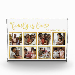 Bloc Photo Famille est amour Gold Heart Script Photo Collage