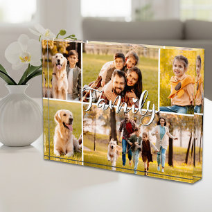 Bloc Photo Famille moderne 5 Photo Collage Script Coeur