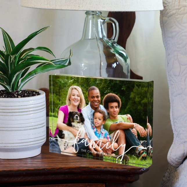 Bloc Photo FAMILLE Moderne blanc Script superposition Nom pho (Créateur téléchargé)