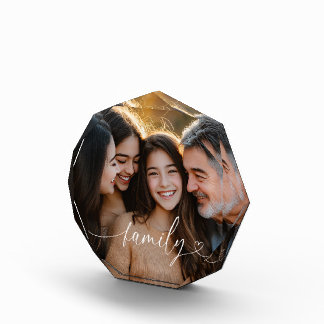 Bloc Photo Family Script Heart Octagon Photo Block