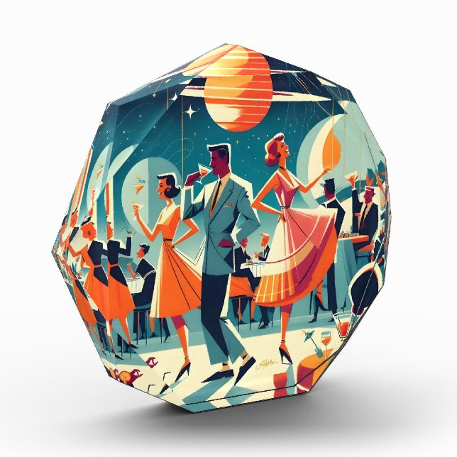 Bloc Photo Fête de Cocktail d'Ère Spatiale du Milieu du Siècl (Gauche)