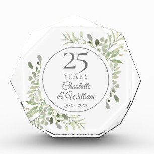 Bloc Photo Feuilles Aquarelle Douce 25e Anniversaire