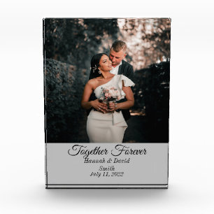 Bloc Photo Fiançailles Mariage Photo et nom Block Grey