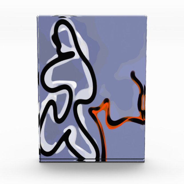 Bloc Photo Figure avec Feline : bleu Abstrait, orange, B & W (Devant)