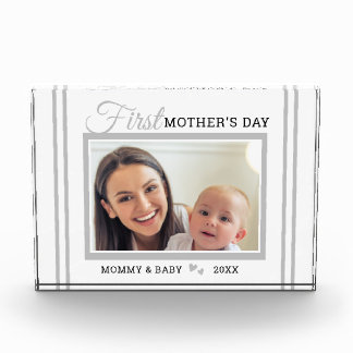 Bloc Photo First Mother's Day New Mom White Photo Block