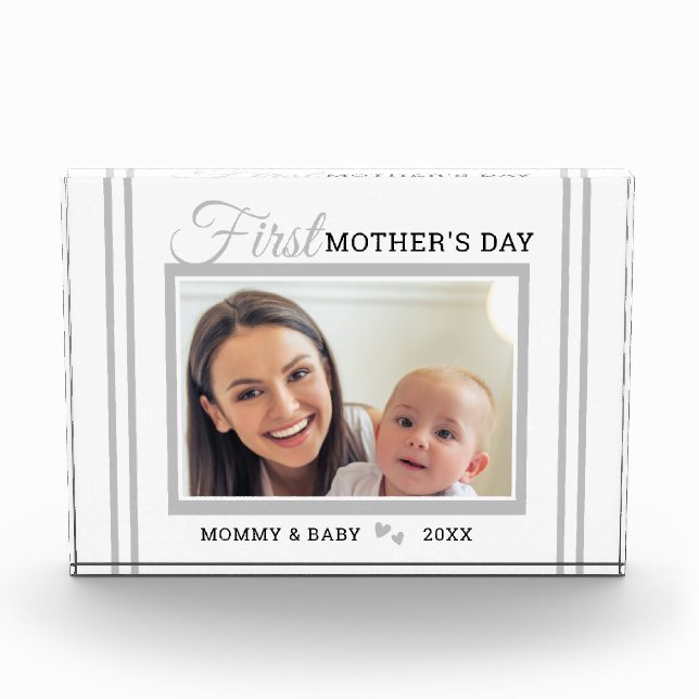 Bloc Photo First Mother's Day New Mom White Photo Block (Devant)