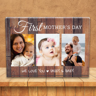 Bloc Photo First Mother's Day Rustic Pallet Wood 3 Picture