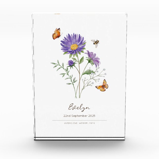 Bloc Photo Fleur de naissance Aster (Devant)