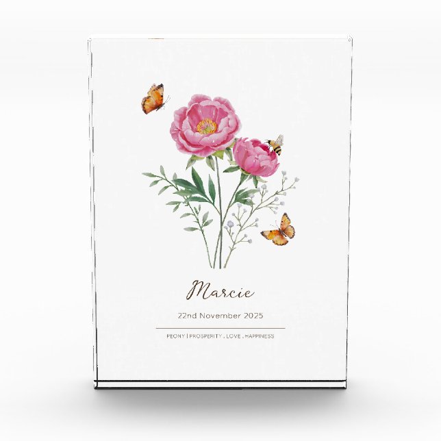 Bloc Photo Fleur de naissance Pivoine (Devant)