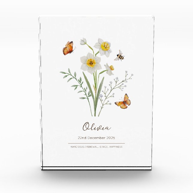 Bloc Photo Fleur du mois de naissance de Narcisse (Devant)