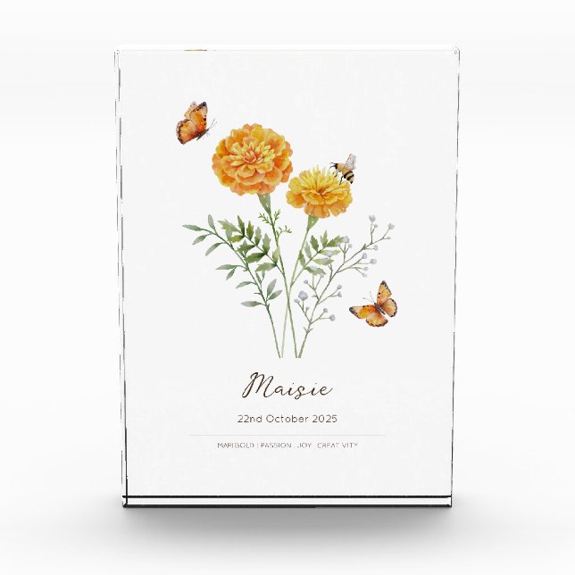 Bloc Photo Fleur du mois de naissance Marigold (Devant)